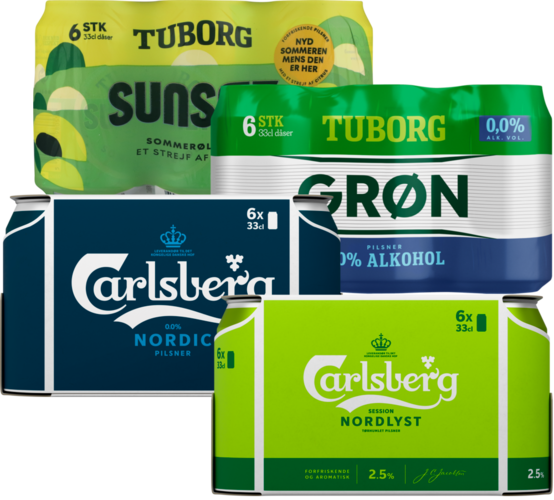 Flere varianter. 6 x 33 cl. Literpris 15,15 + pant. Frit valg.