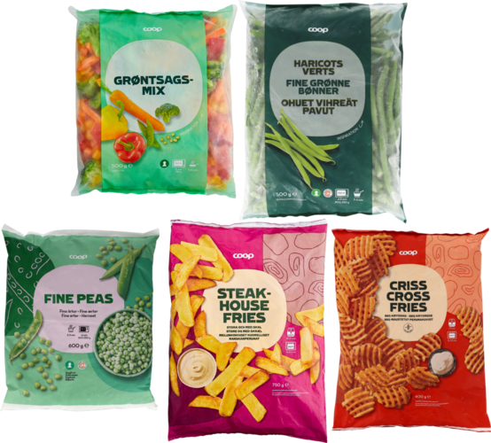 Dybfrost. Flere varianter. 400-1000 g. Kg-pris maks. 25,00. Frit valg.