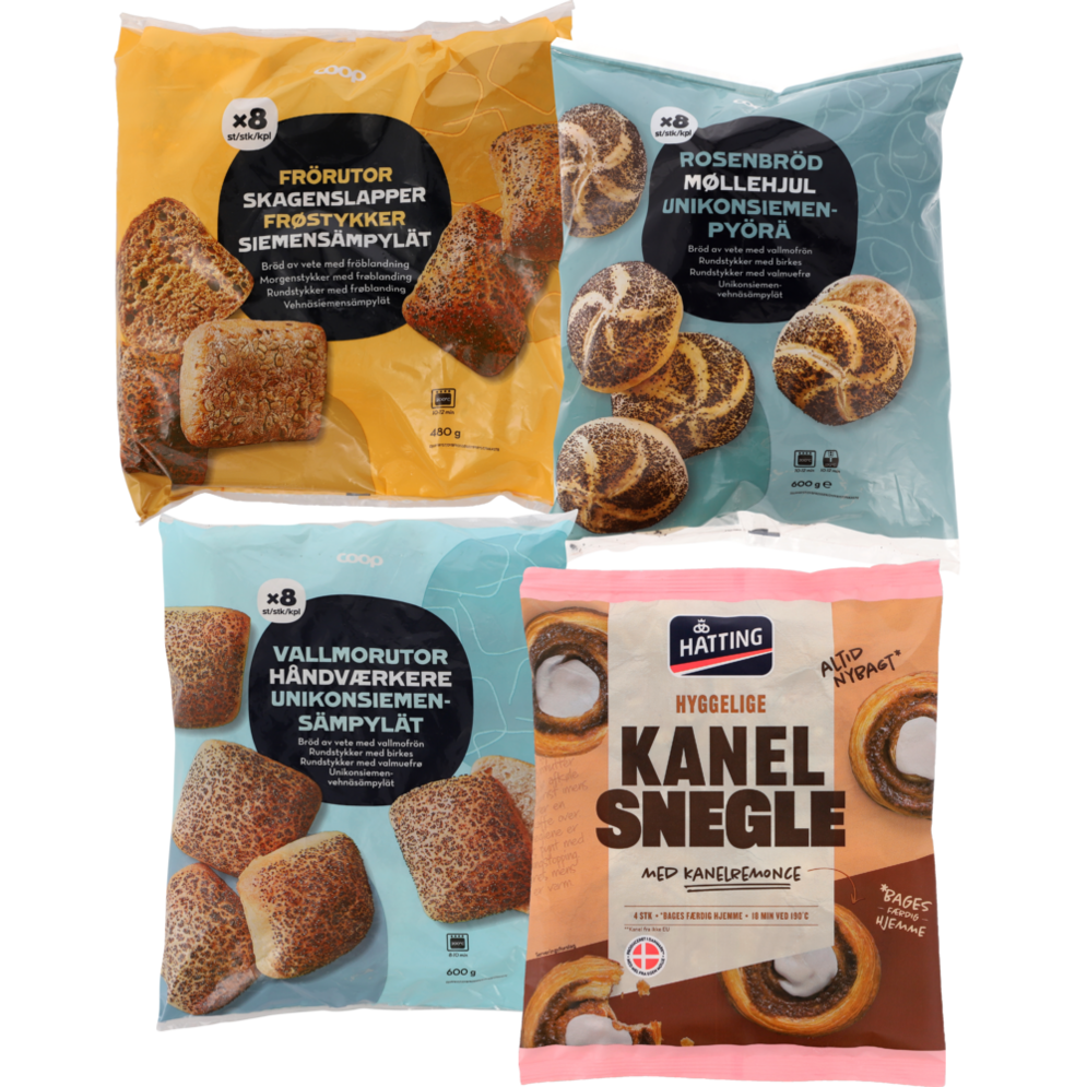 Coop skagenslapper, møllehjul, håndværkere eller Hatting kanelsnegle
