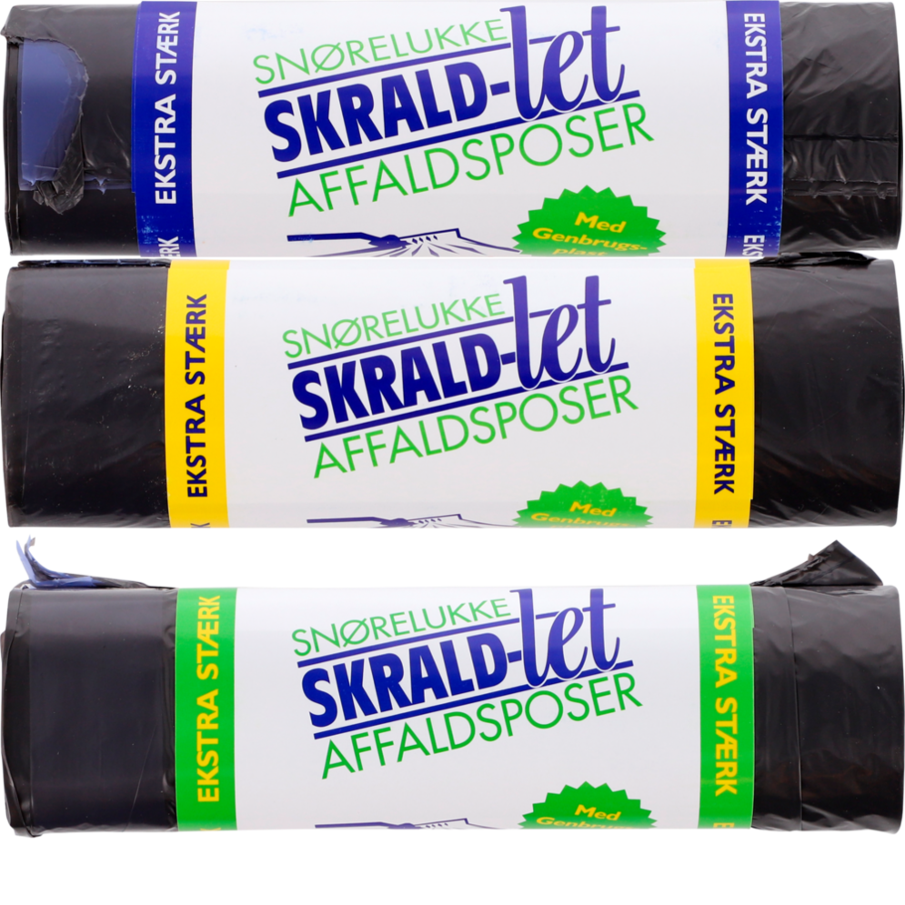 Skrald-let affaldsposer med snørreluk